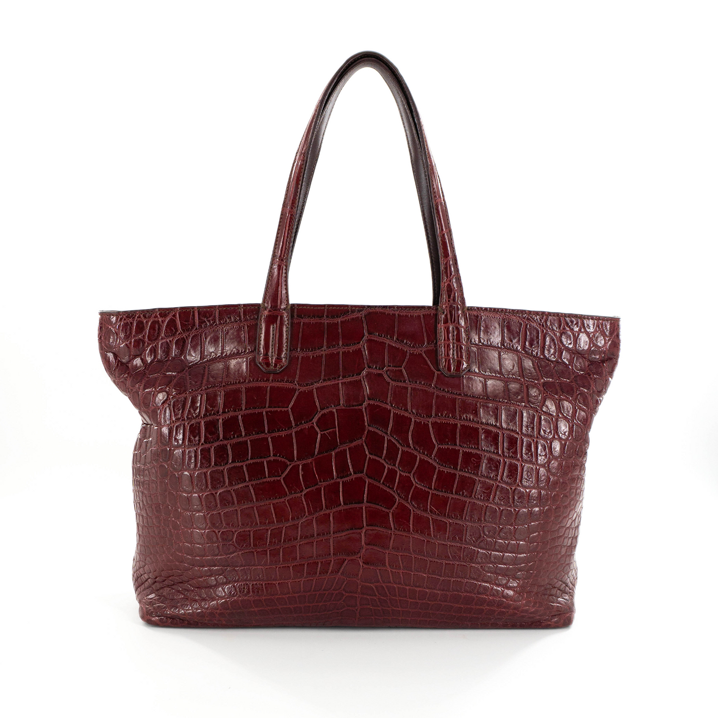 Simple Tote in Matte Burgundy Crocodile Belly Skin
