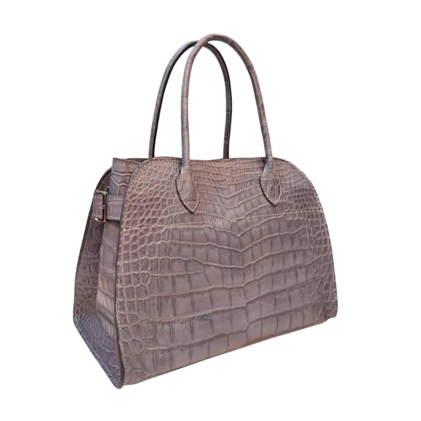 Rowena Handbag in Light Grey Crocodile Skin