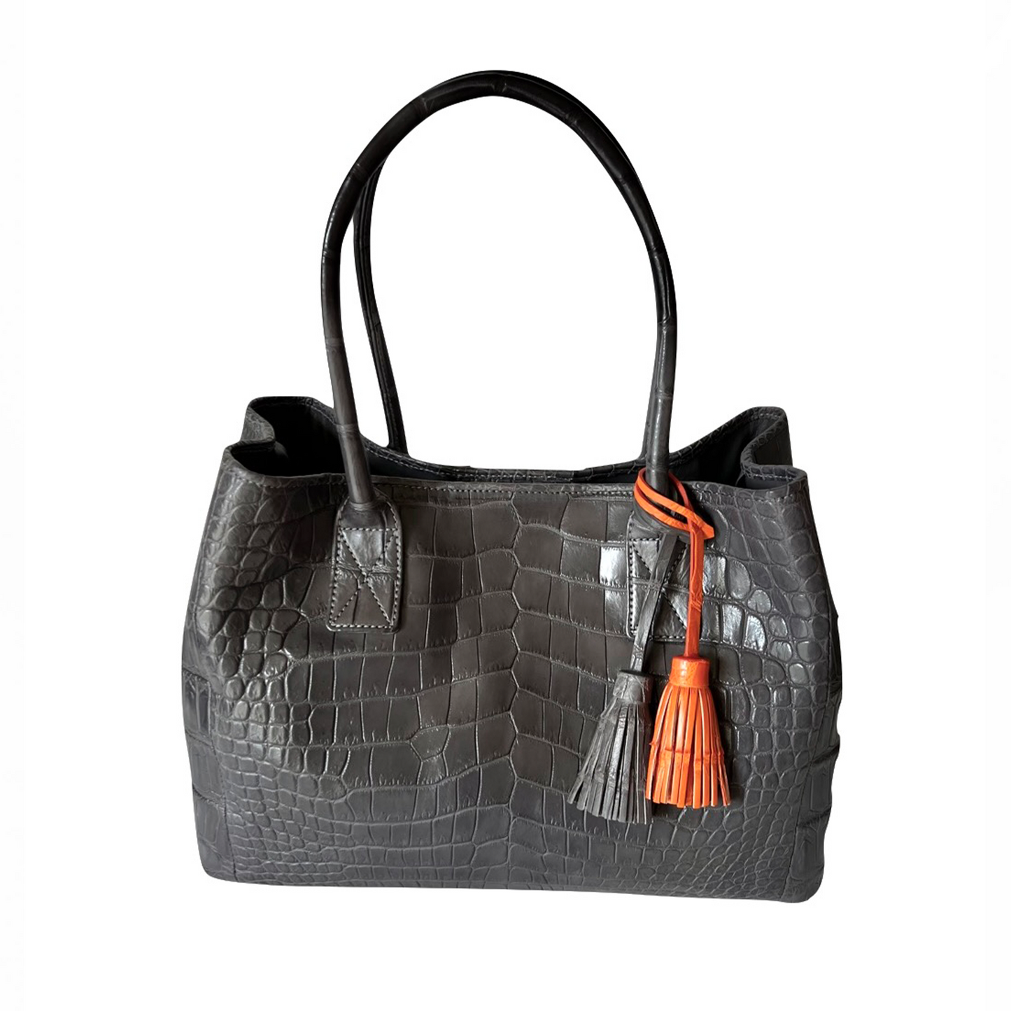 Buddy Tote in Grey Crocodile Belly Skin