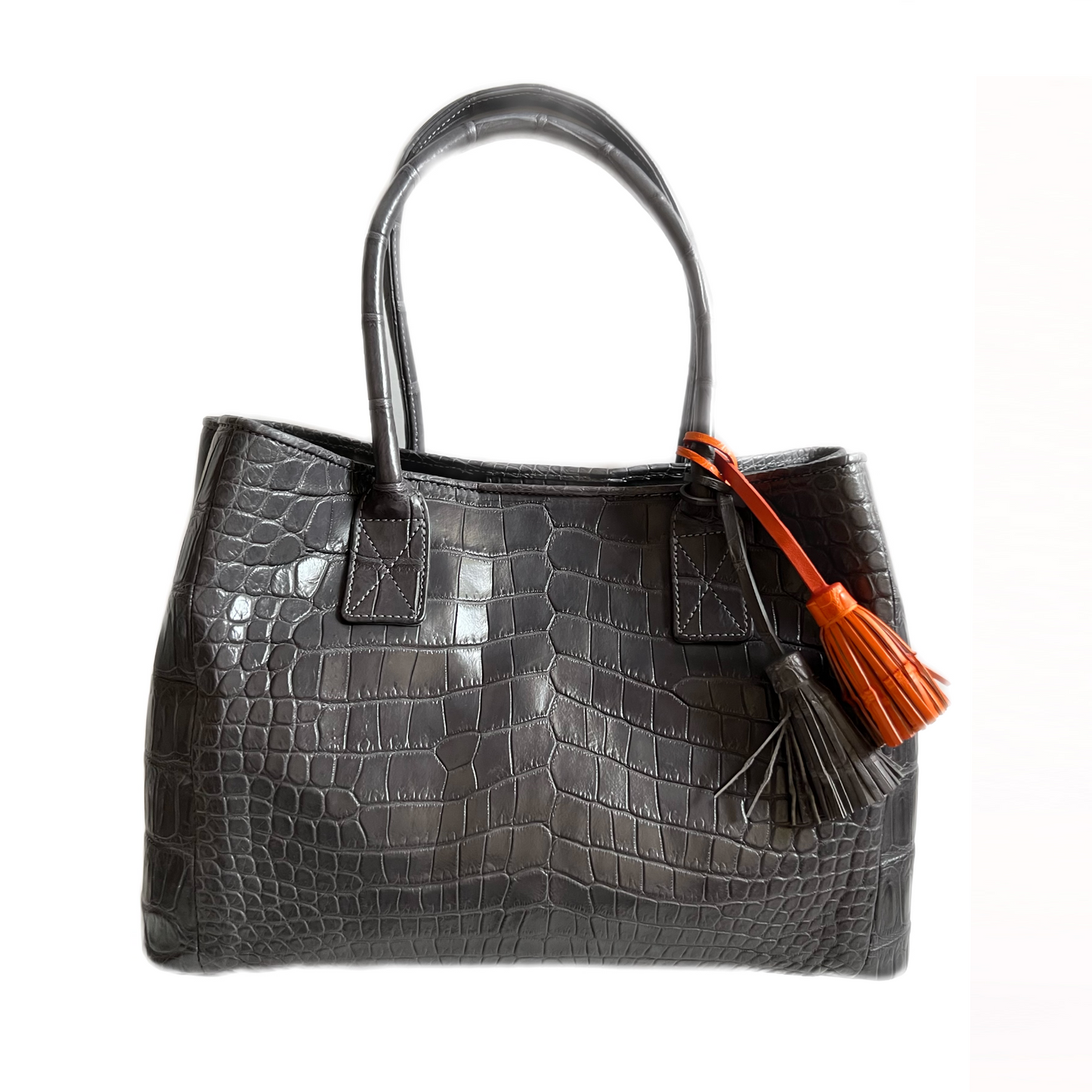 Buddy Tote in Grey Crocodile Belly Skin