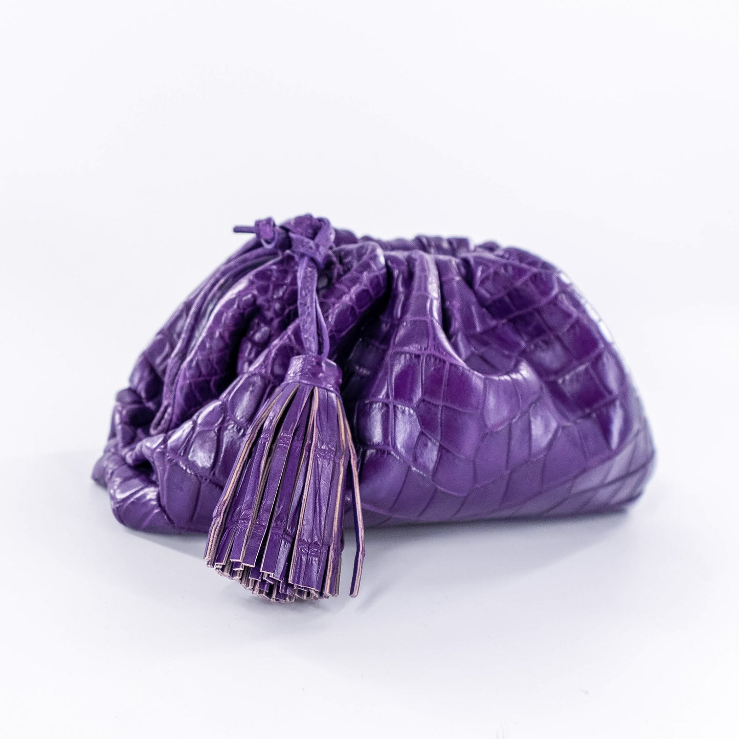 Cloud Clutch in Purple Crocodile Belly Skin