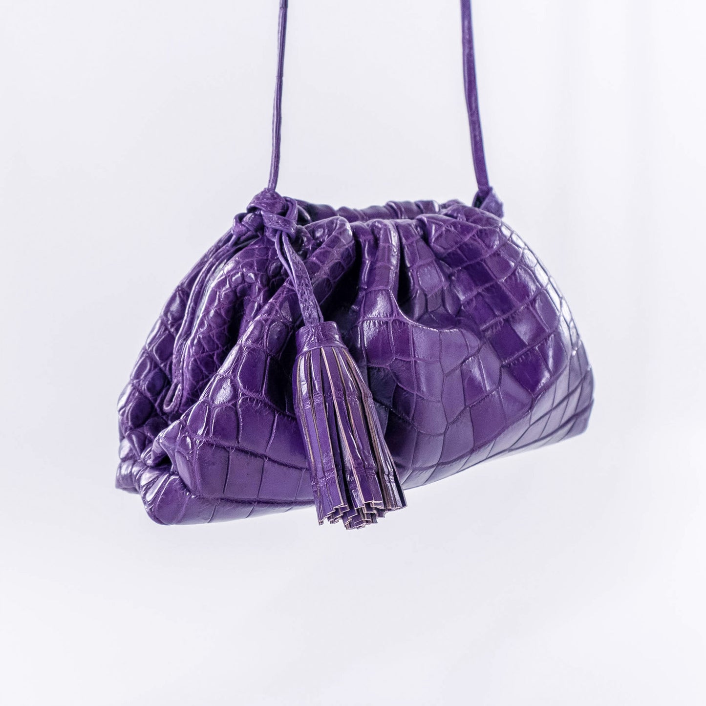 Cloud Clutch in Purple Crocodile Belly Skin