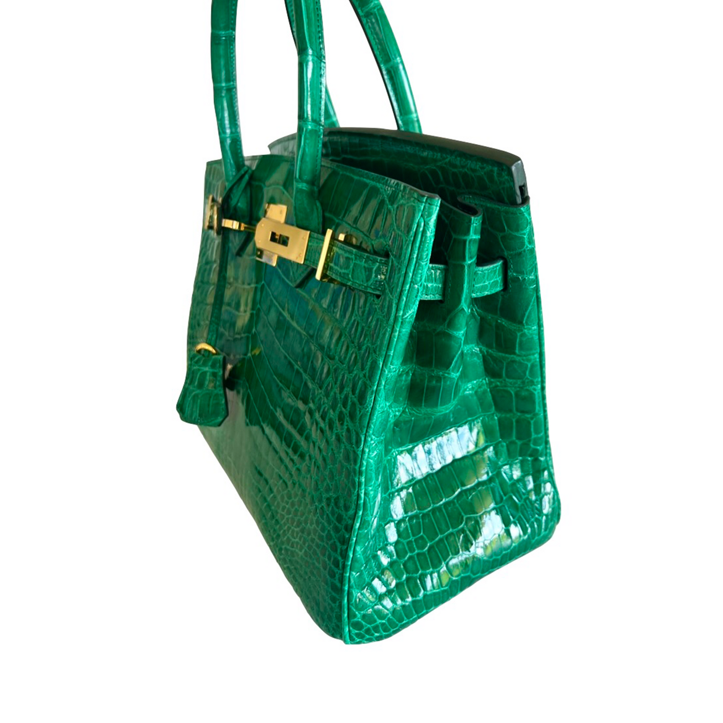 Duchess Handbag in Shiny Green Crocodile Belly Skin