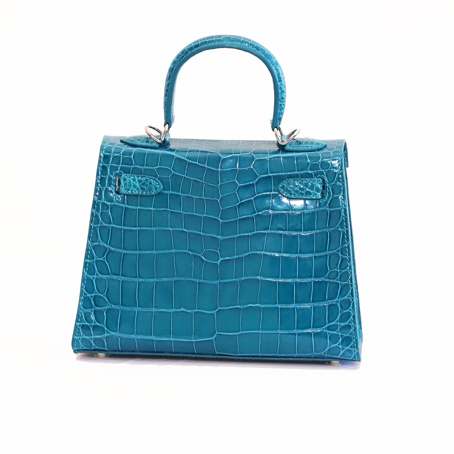 Princess Handbag in Shiny Turquoise Crocodile Belly Skin