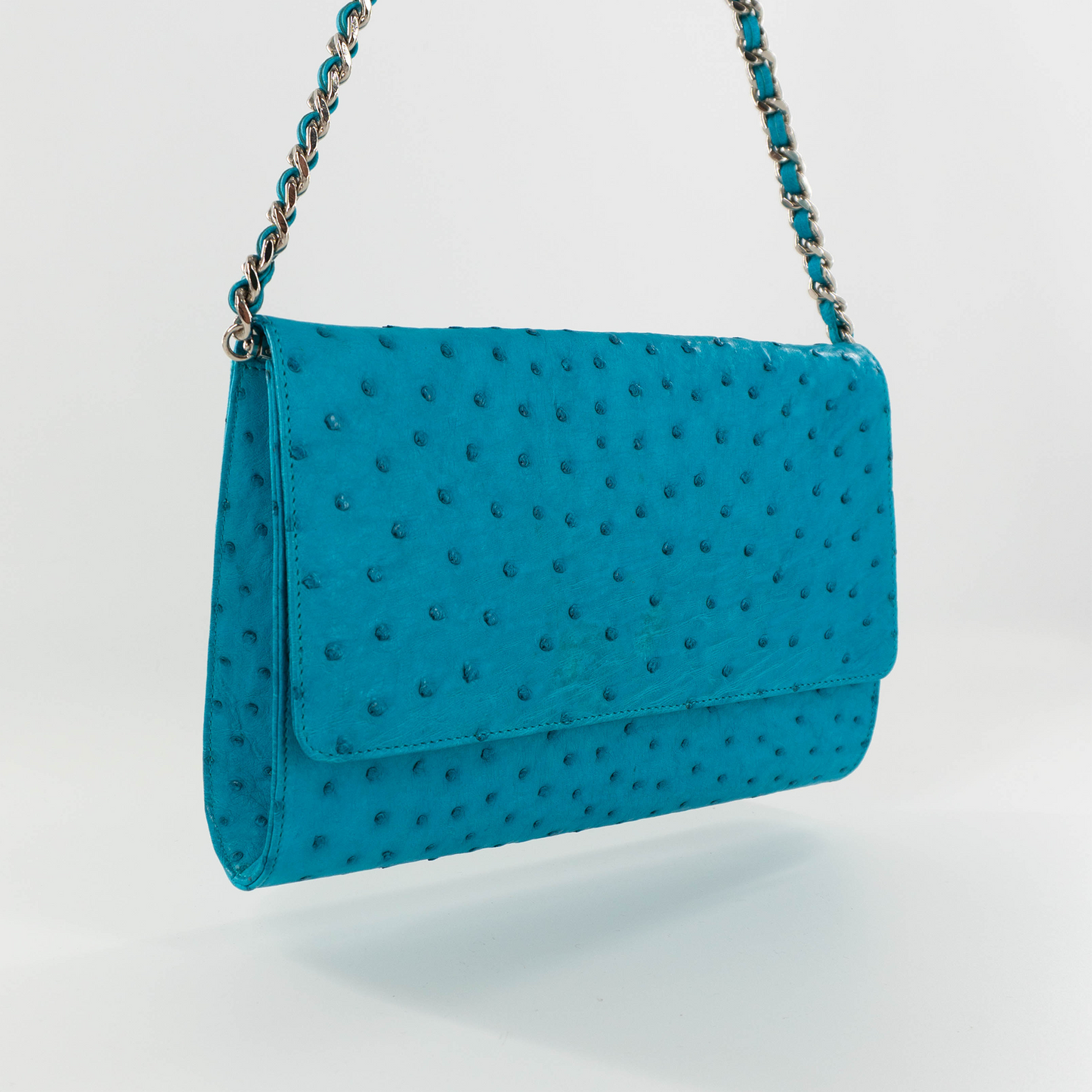 Big Clutch in Turquoise Ostrich