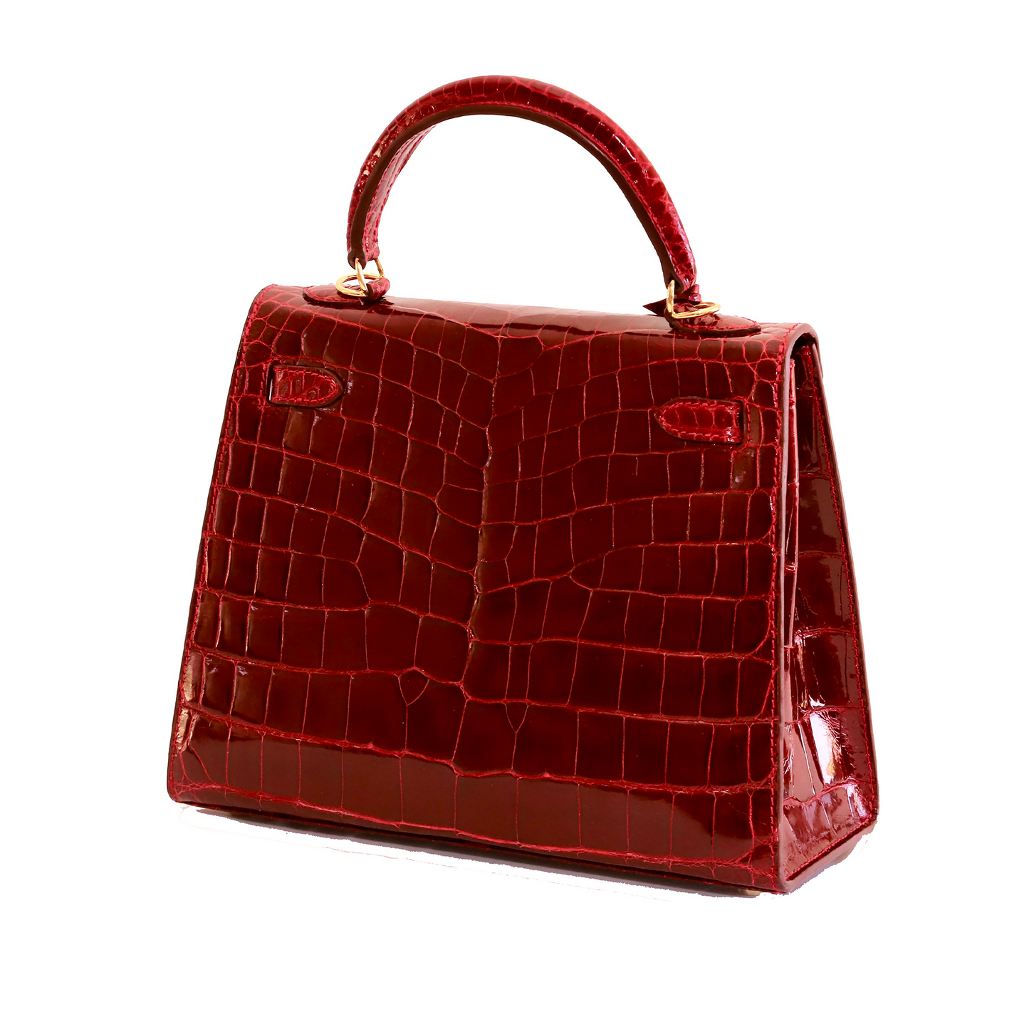 Princess Handbag in Red Shiny Crocodile Belly Skin