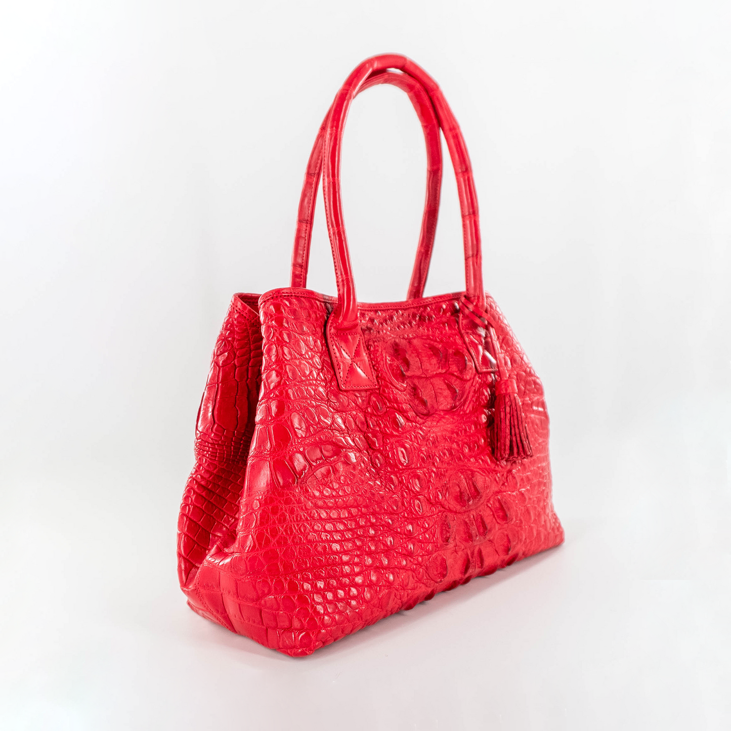 Rolls Royce Tote in Red Hornback Crocodile Skin