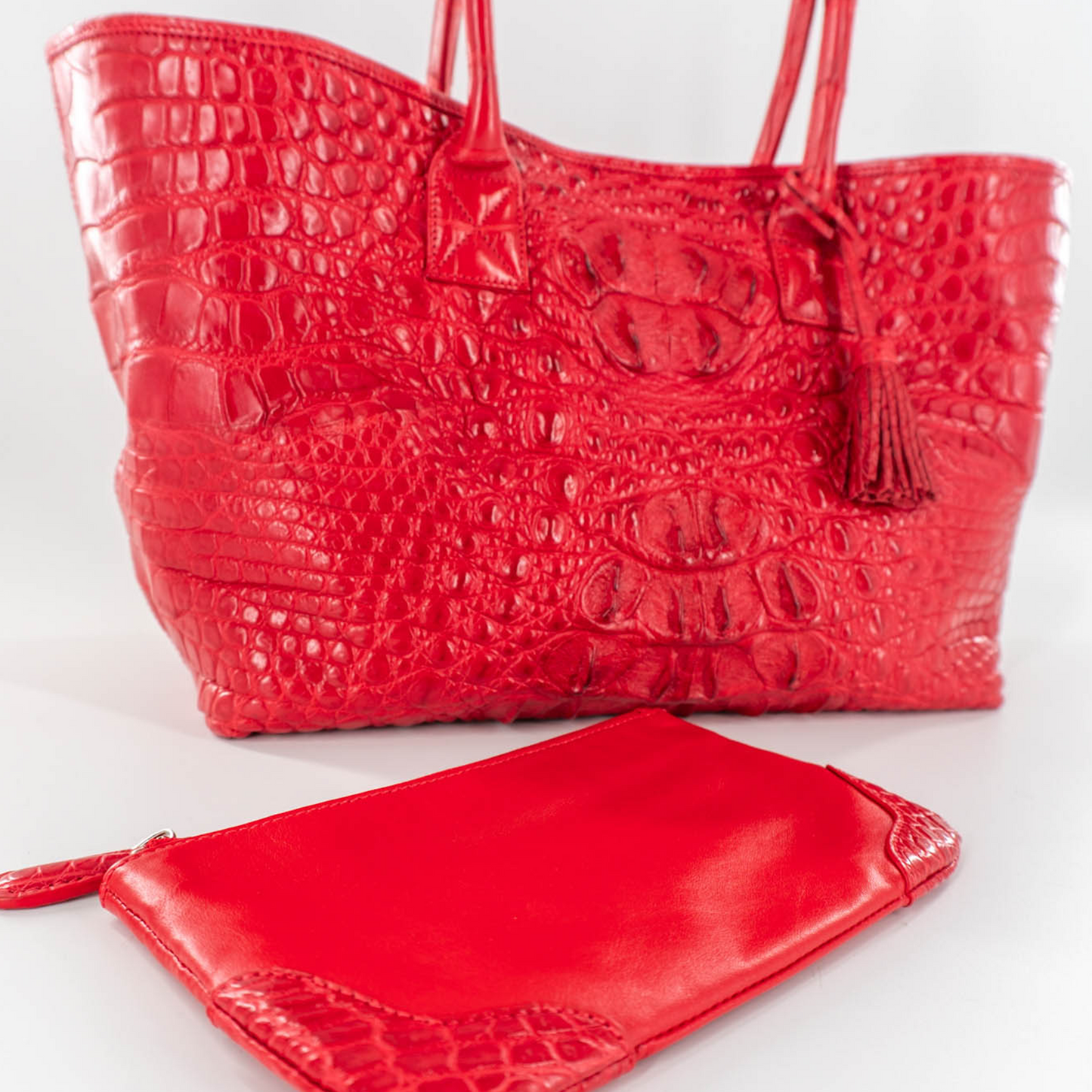 Rolls Royce Tote in Red Hornback Crocodile Skin