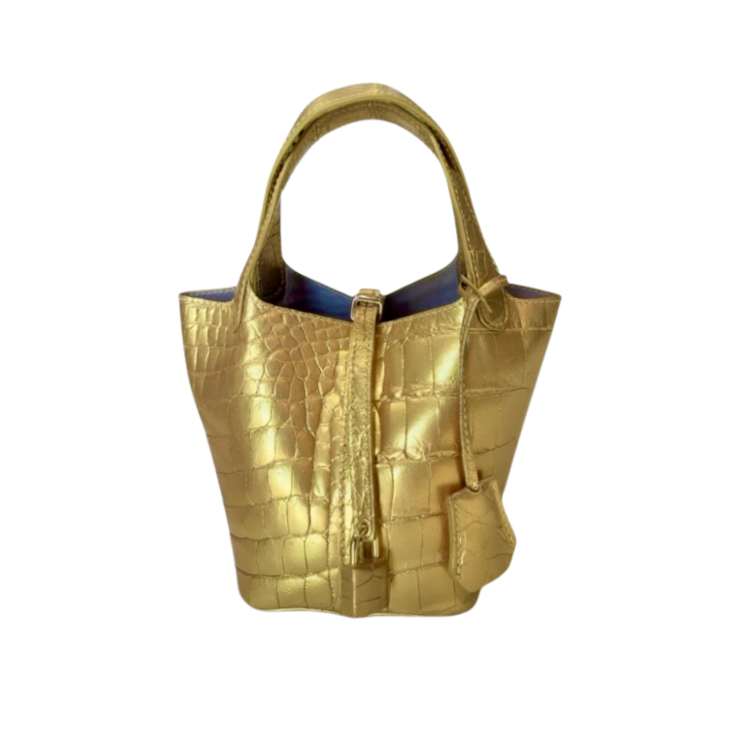 Pico Handbag in Metallic Gold Crocodile Belly Skin