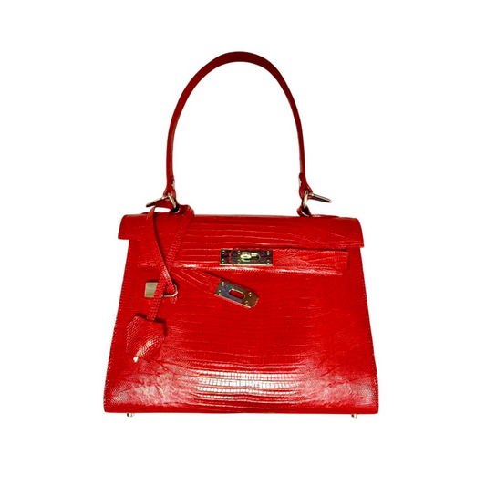 Princess Handbag in Shiny Red Lizard Skin