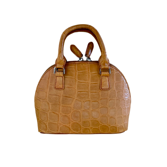 Mini Two Handle Handbag in Matte Butter Crocodile Belly Skin
