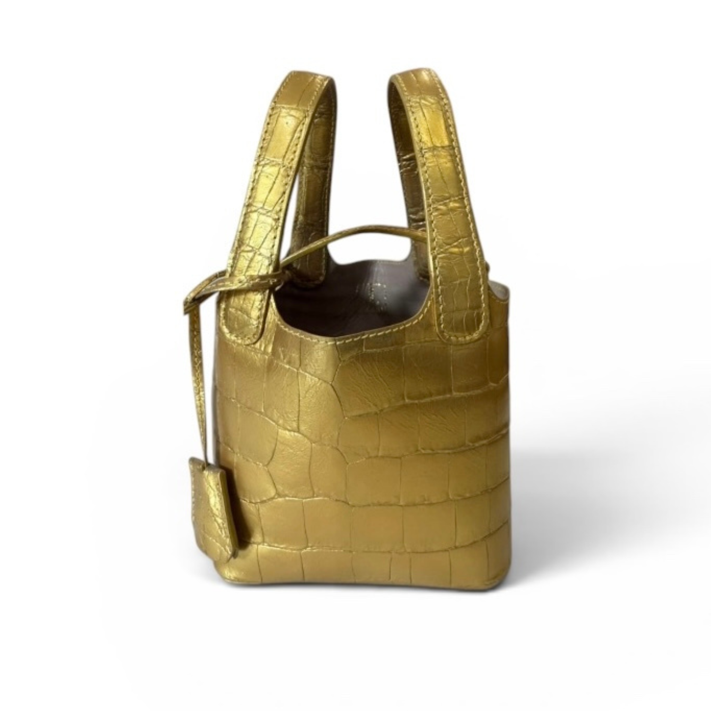 Pico Handbag in Metallic Gold Crocodile Belly Skin