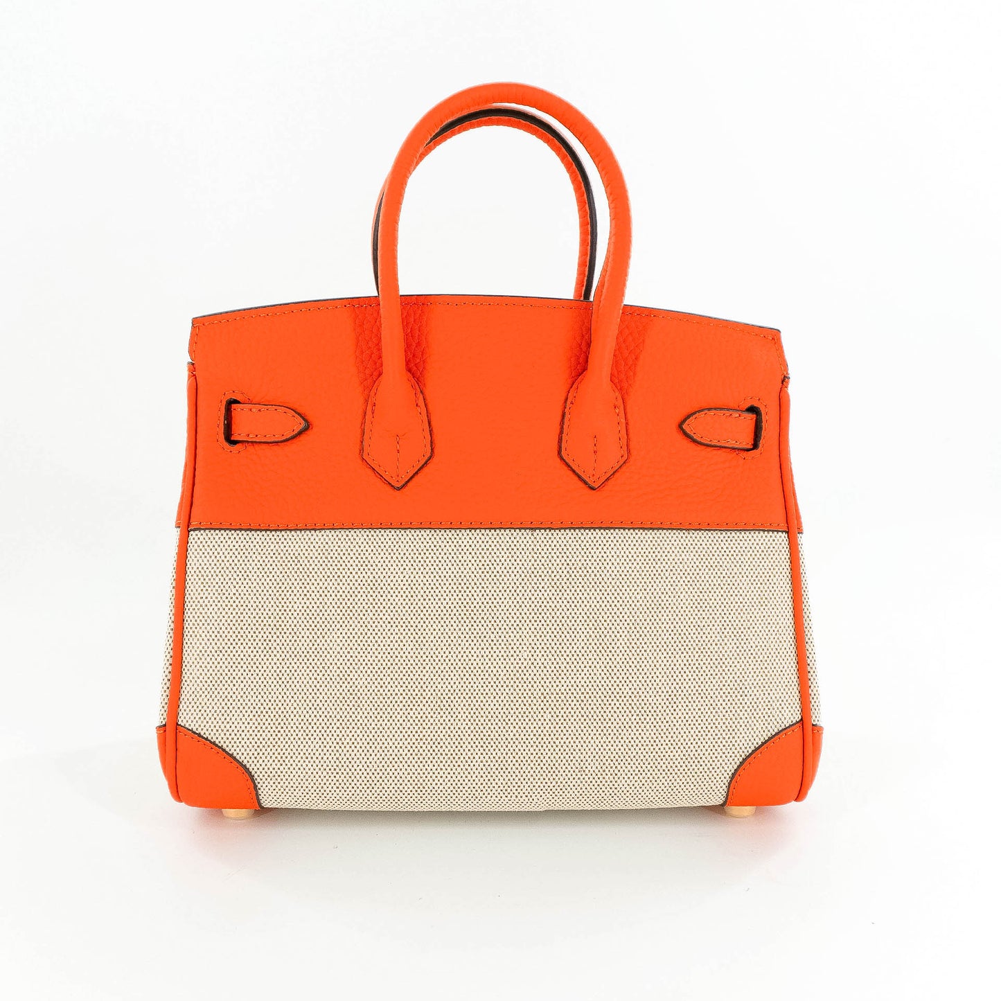 Duchess Handbag in Linen and Orange Leather