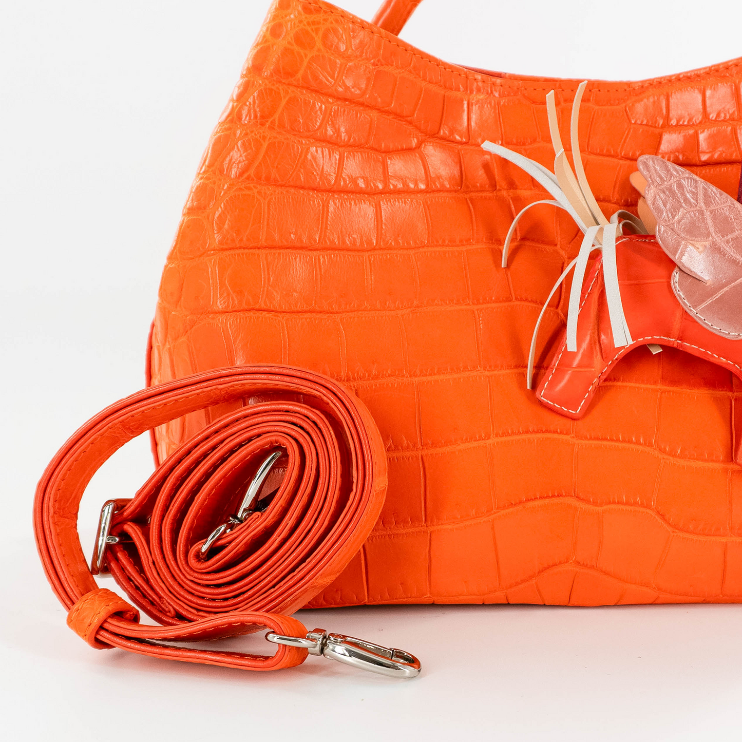 Darling Handbag in Orange Crocodile Belly Skin