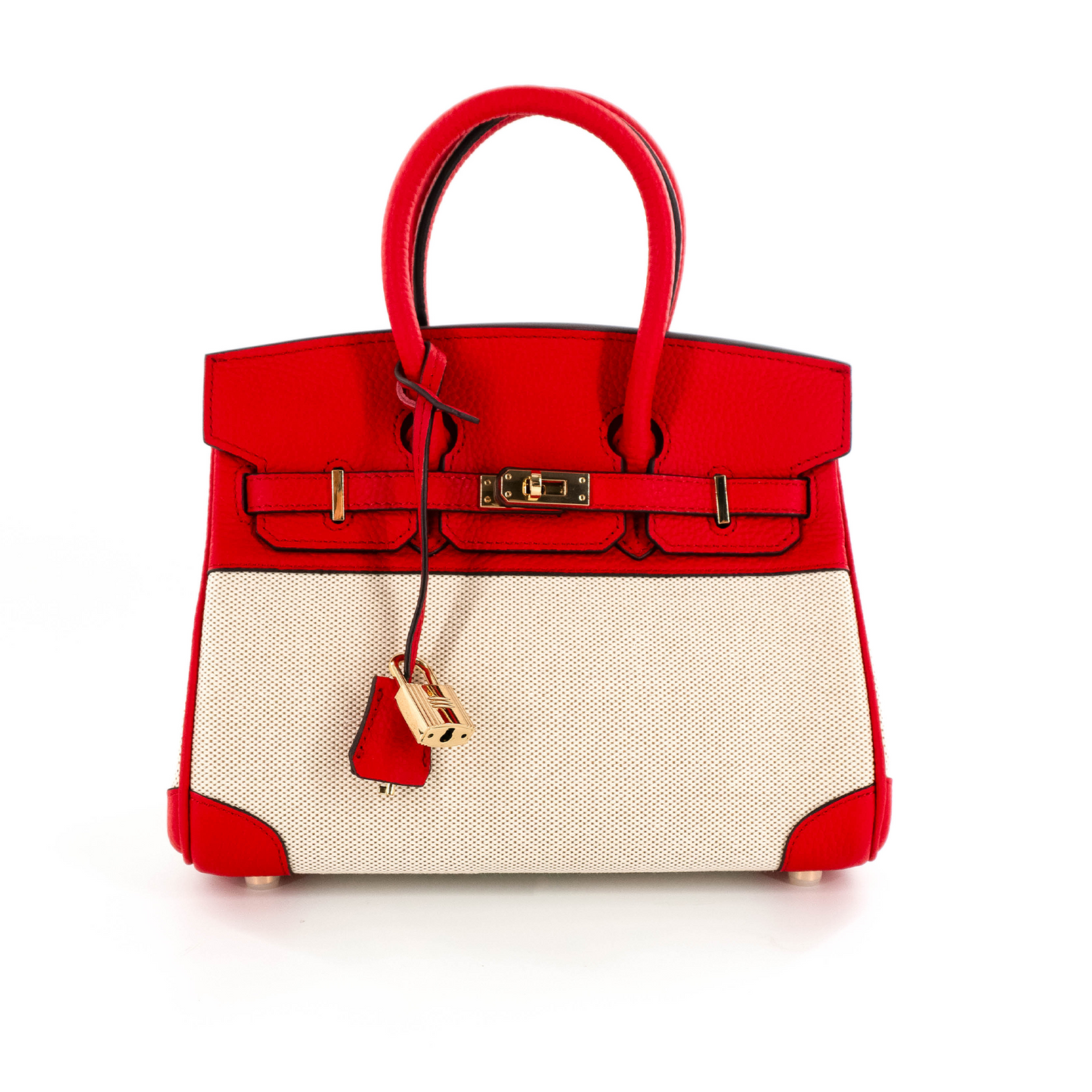 Duchess Handbag in Linen and Red Leather