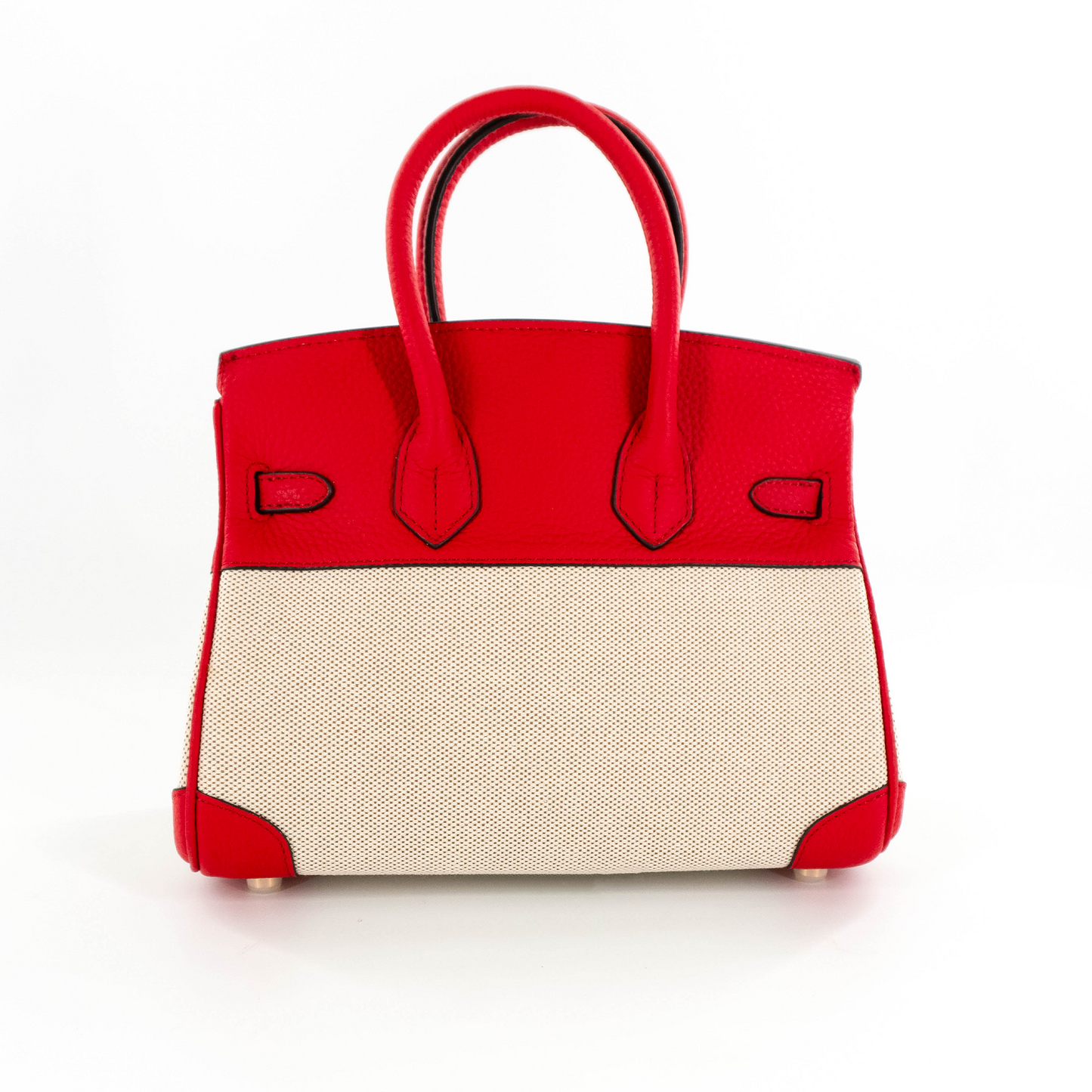Duchess Handbag in Linen and Red Leather