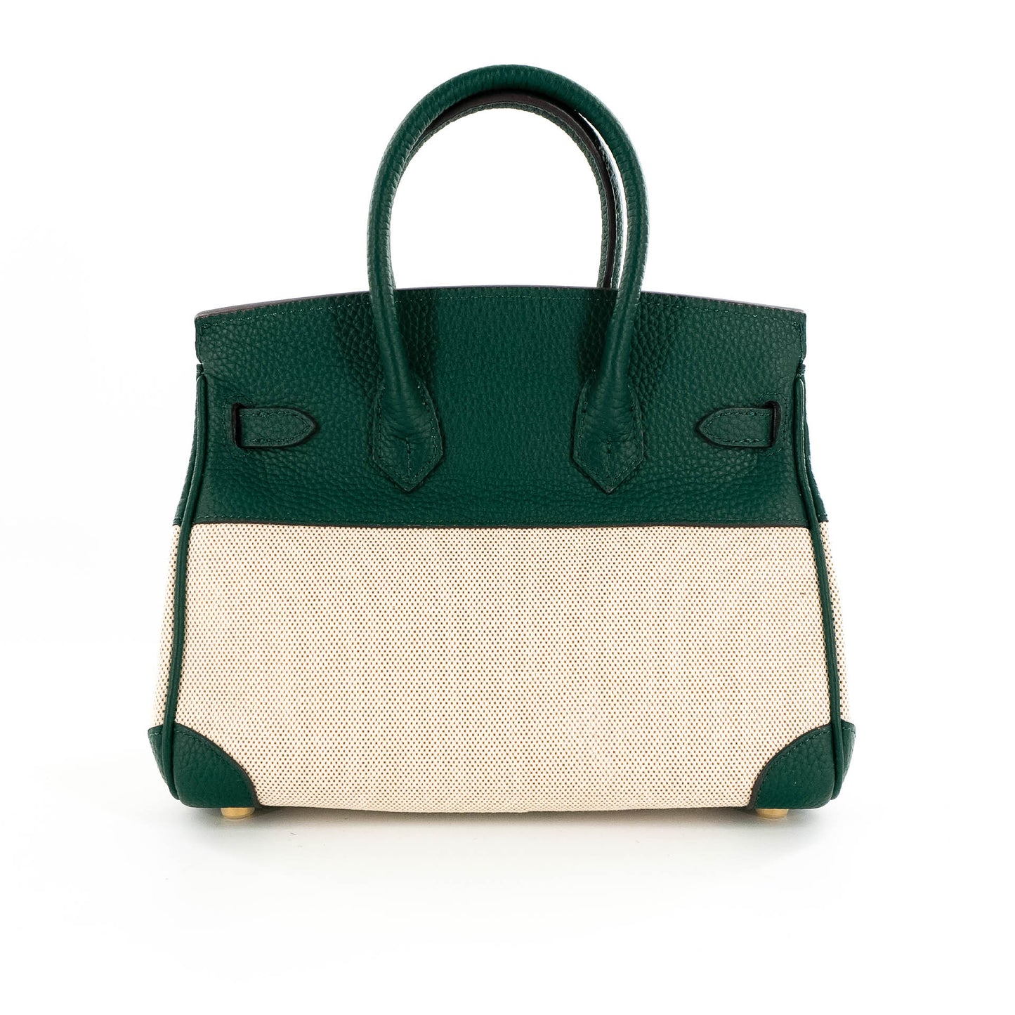 Duchess Handbag in Linen and Green Leather