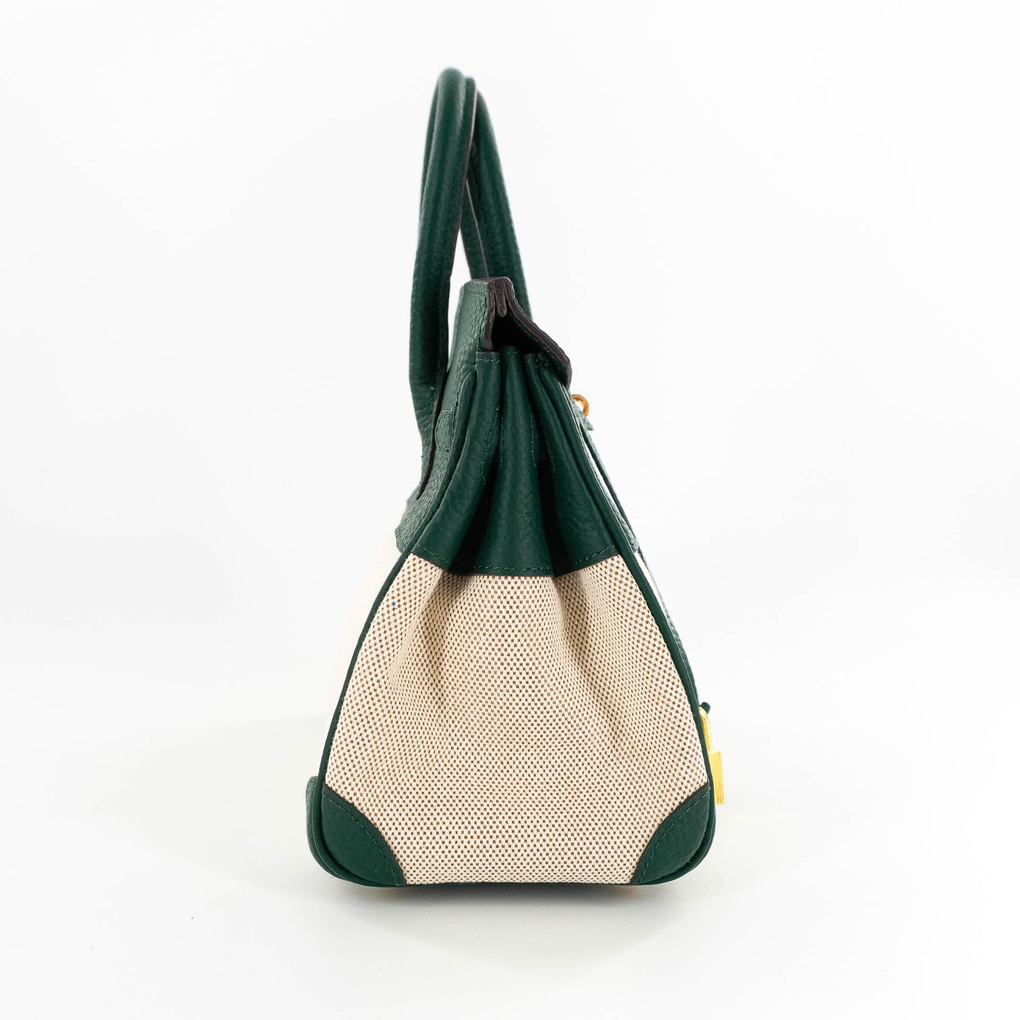 Duchess Handbag in Canvas and Green Leather