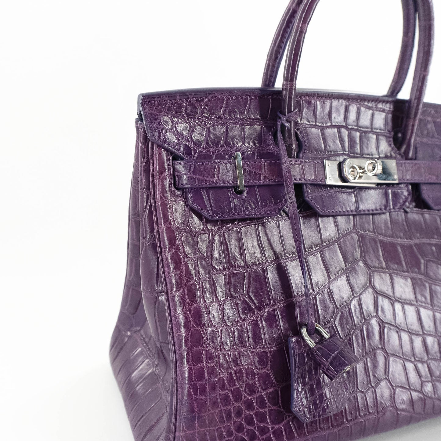 Duchess Handbag in Matte Purple Crocodile Belly Skin