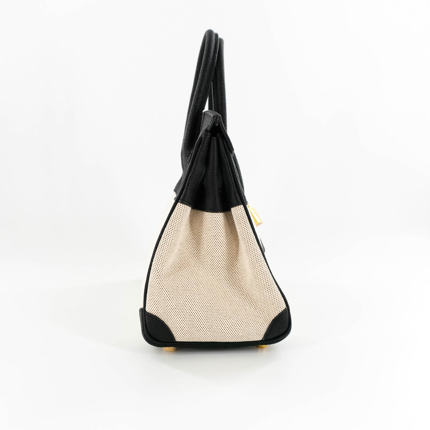 Duchess Handbag in Linen and Black Leather