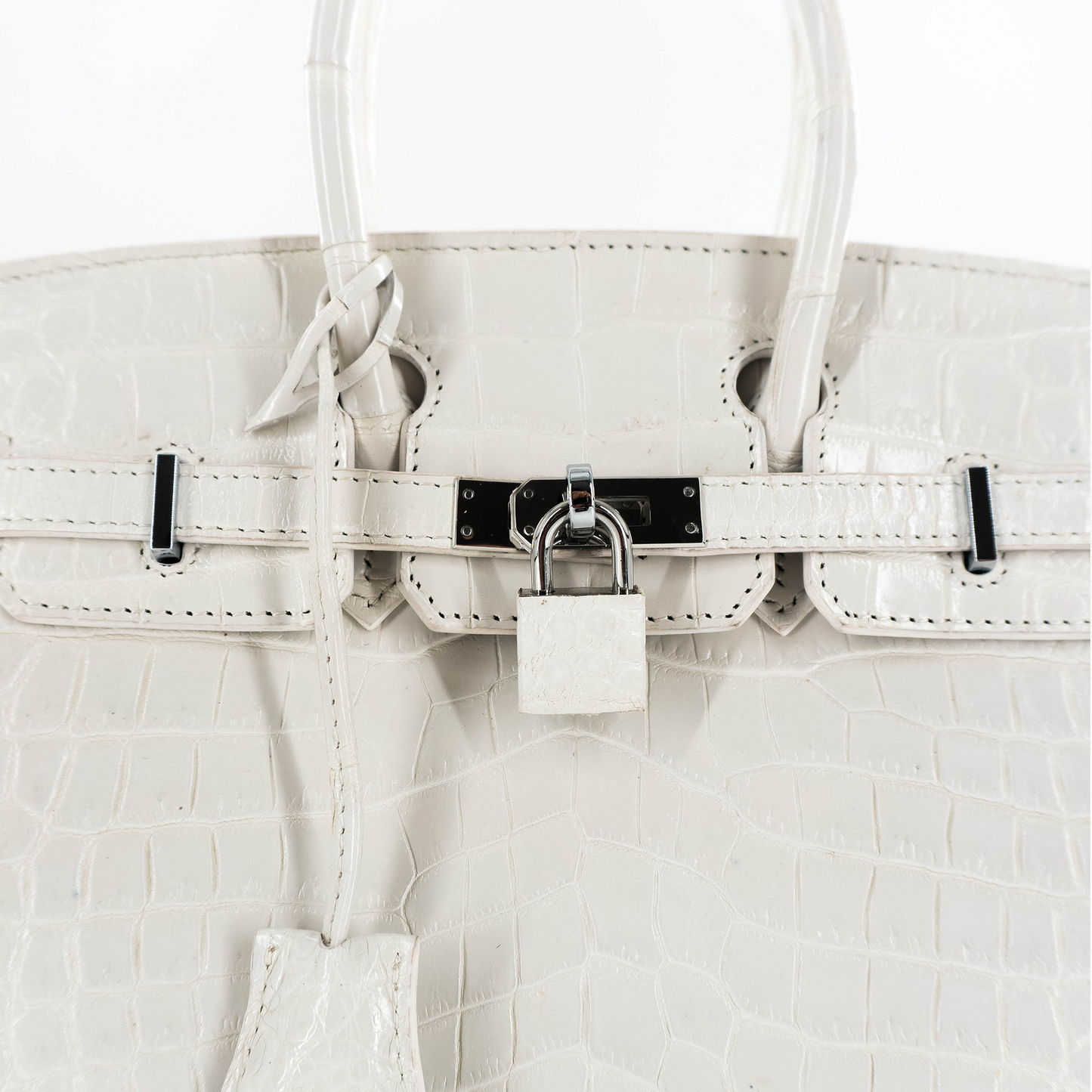 Duchess Handbag in Matte White Crocodile Belly Skin
