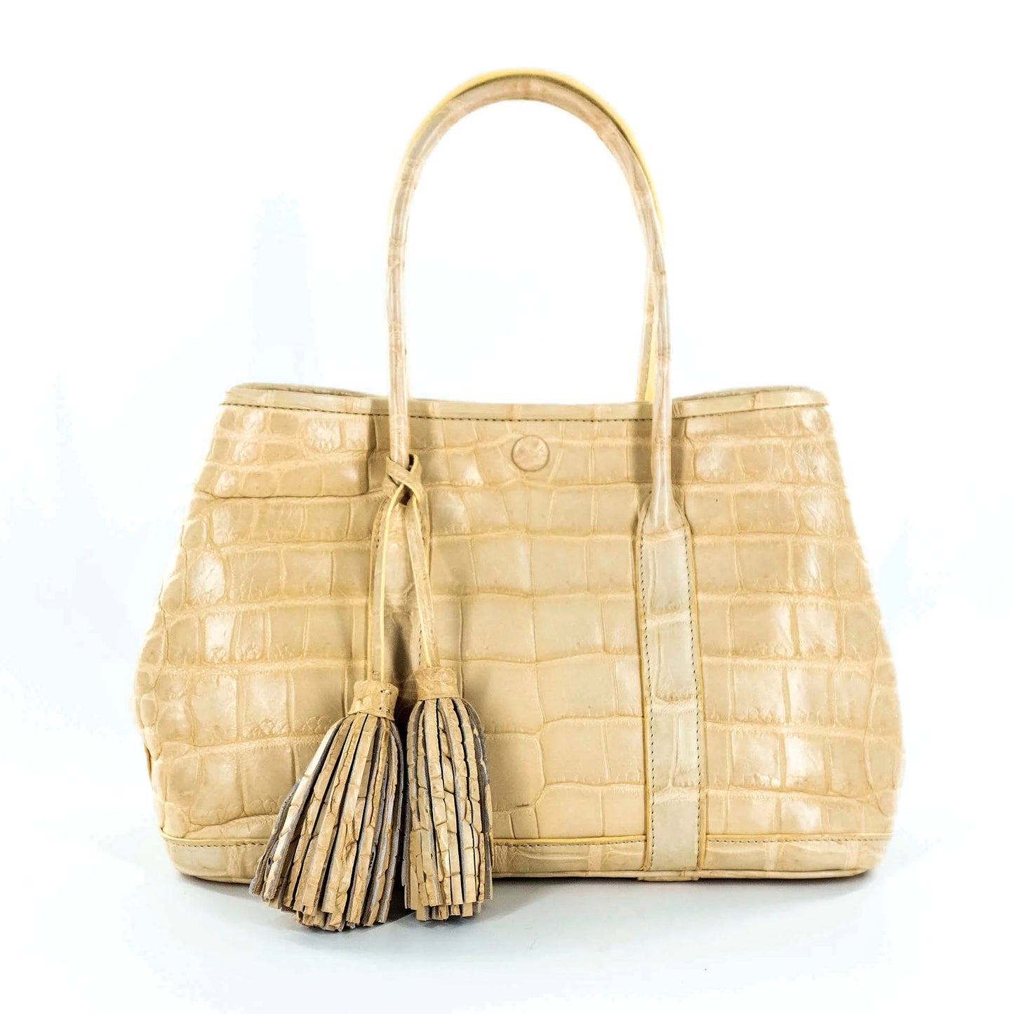 Garden Tote in Matte Cream Crocodile Belly Skin