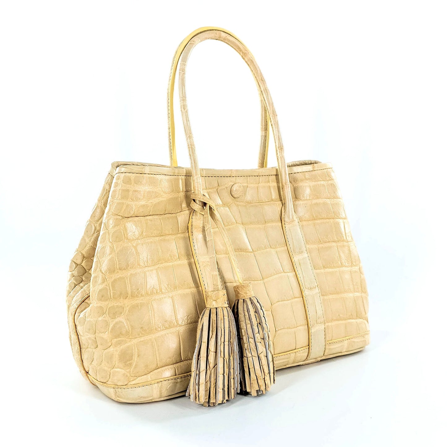 Garden Tote in Matte Cream Crocodile Belly Skin