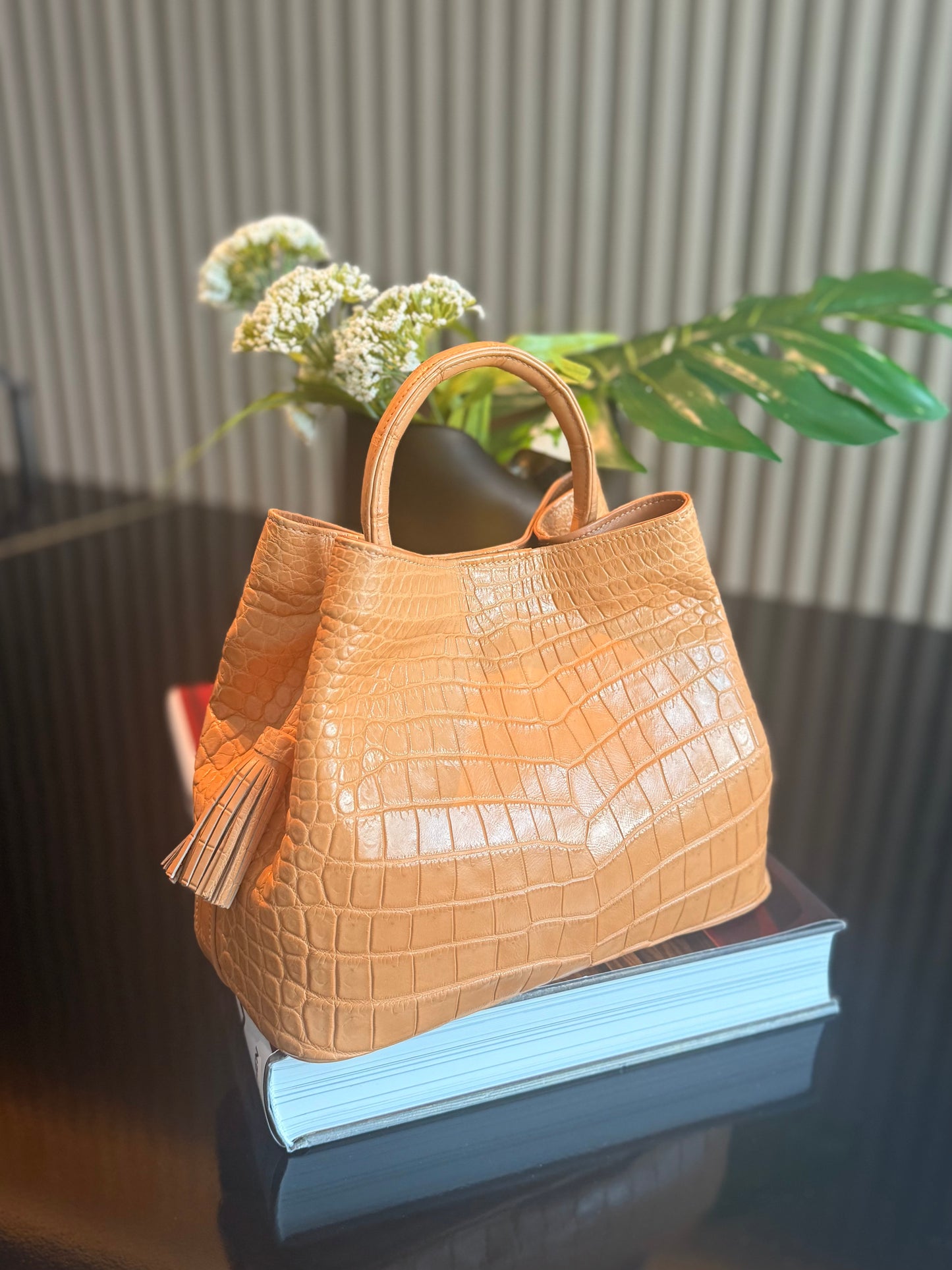 Darling Handbag in Beige Crocodile Belly Skin