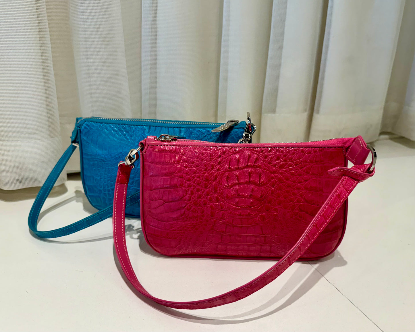 Messenger in Turquoise Matte Crocodile Belly Skin