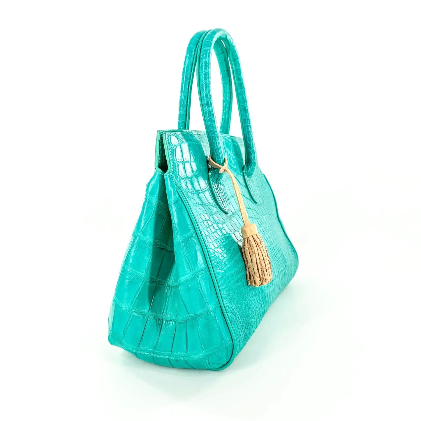 Lady Tote in Matte Turquoise Crocodile Belly Skin