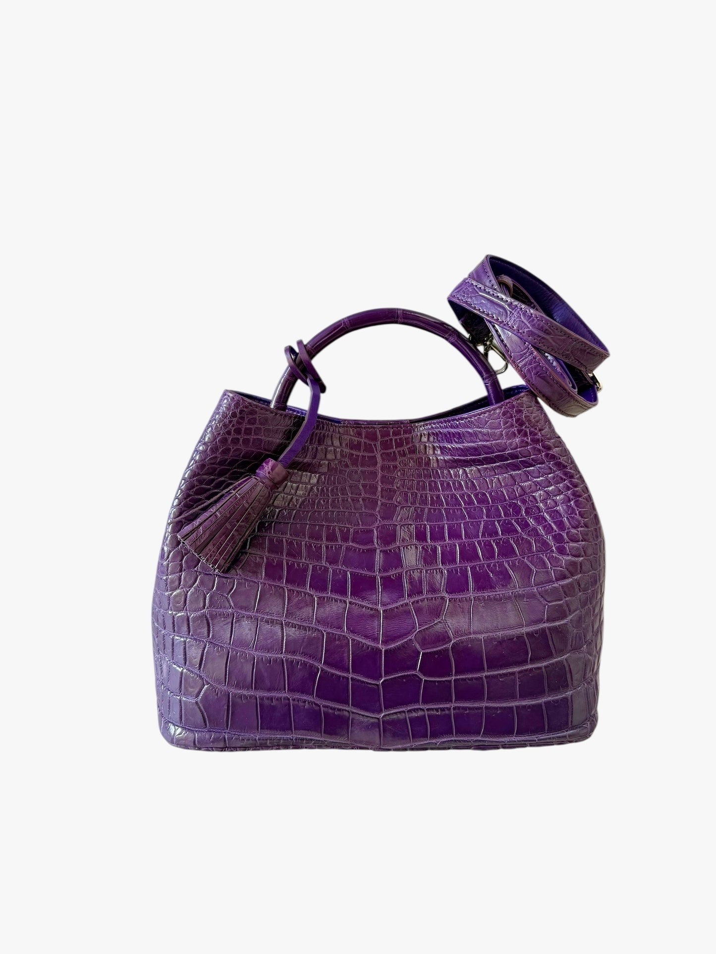 Darling Handbag in Purple Crocodile Belly Skin