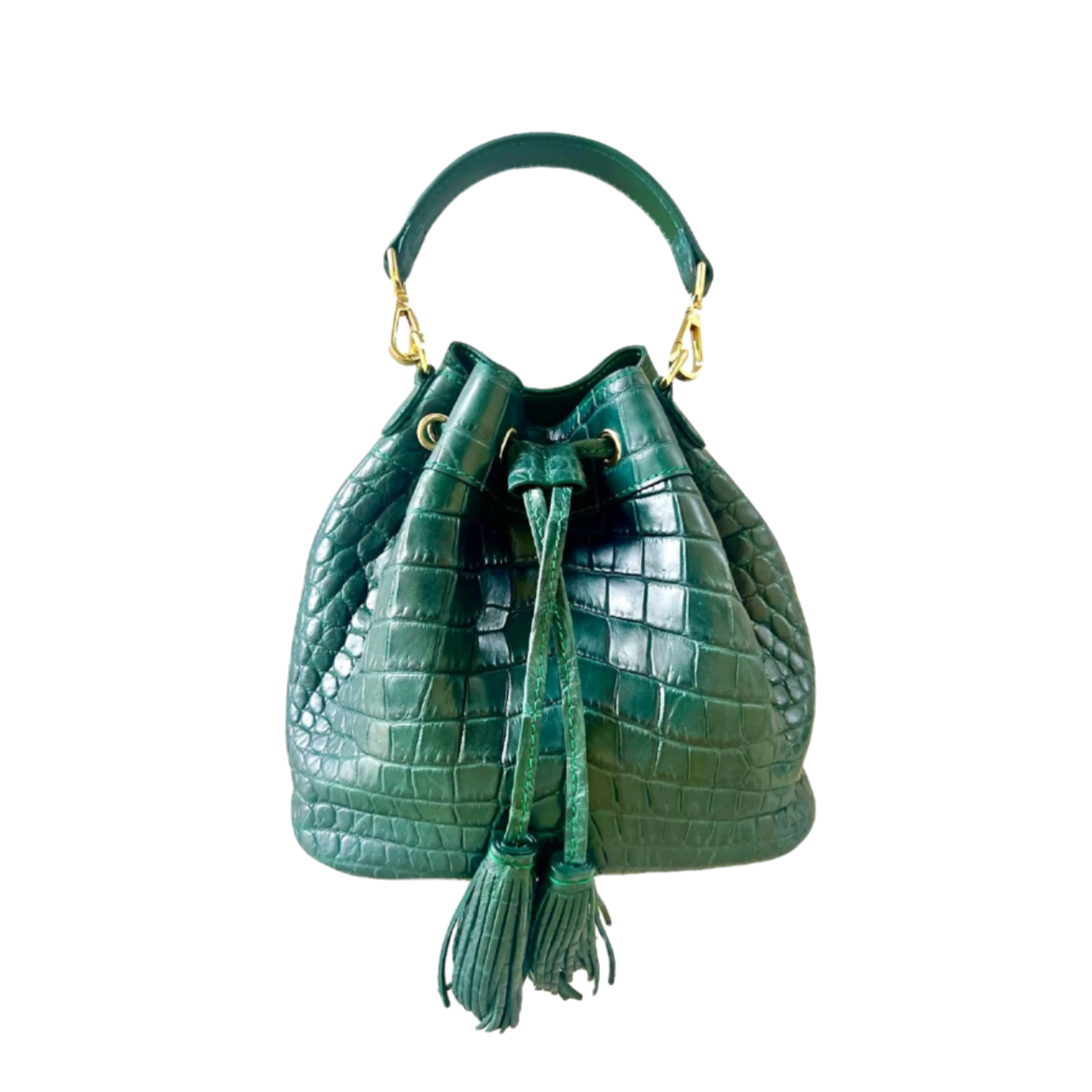 Bucket Bag Matte Forest Green Crocodile Belly Skin