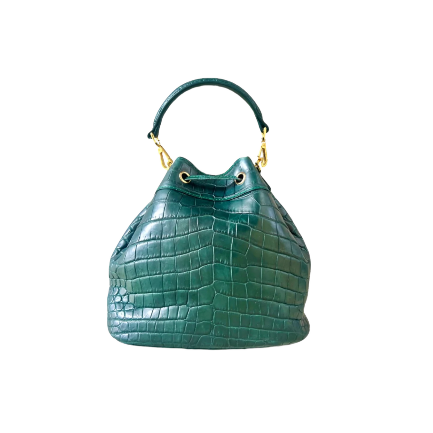 Bucket Bag Matte Forest Green Crocodile Belly Skin