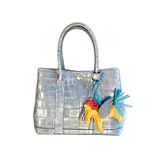 Garden Tote in Metallic Silver Crocodile Belly Skin