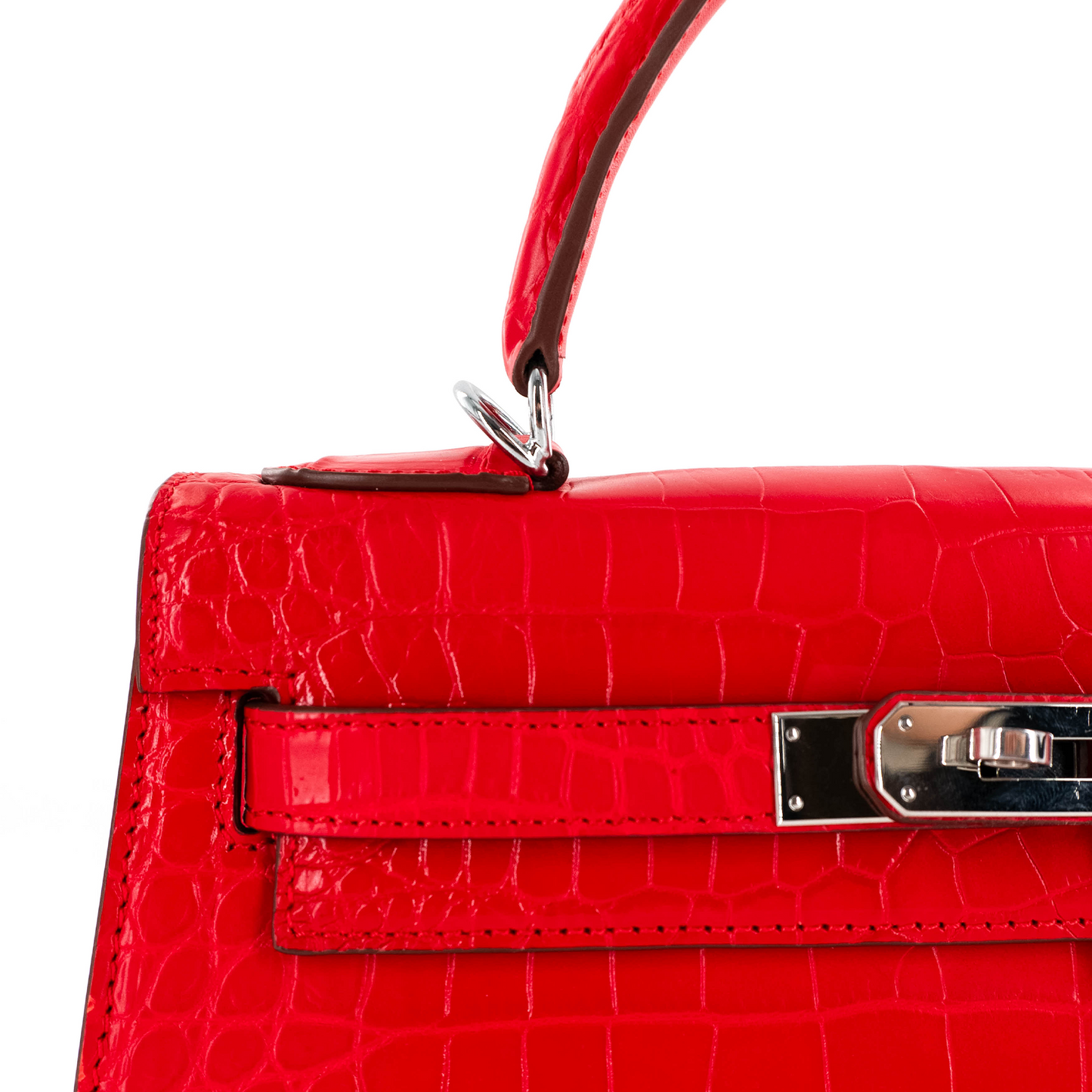Princess Handbag in Matte Red Crocodile Belly Skin