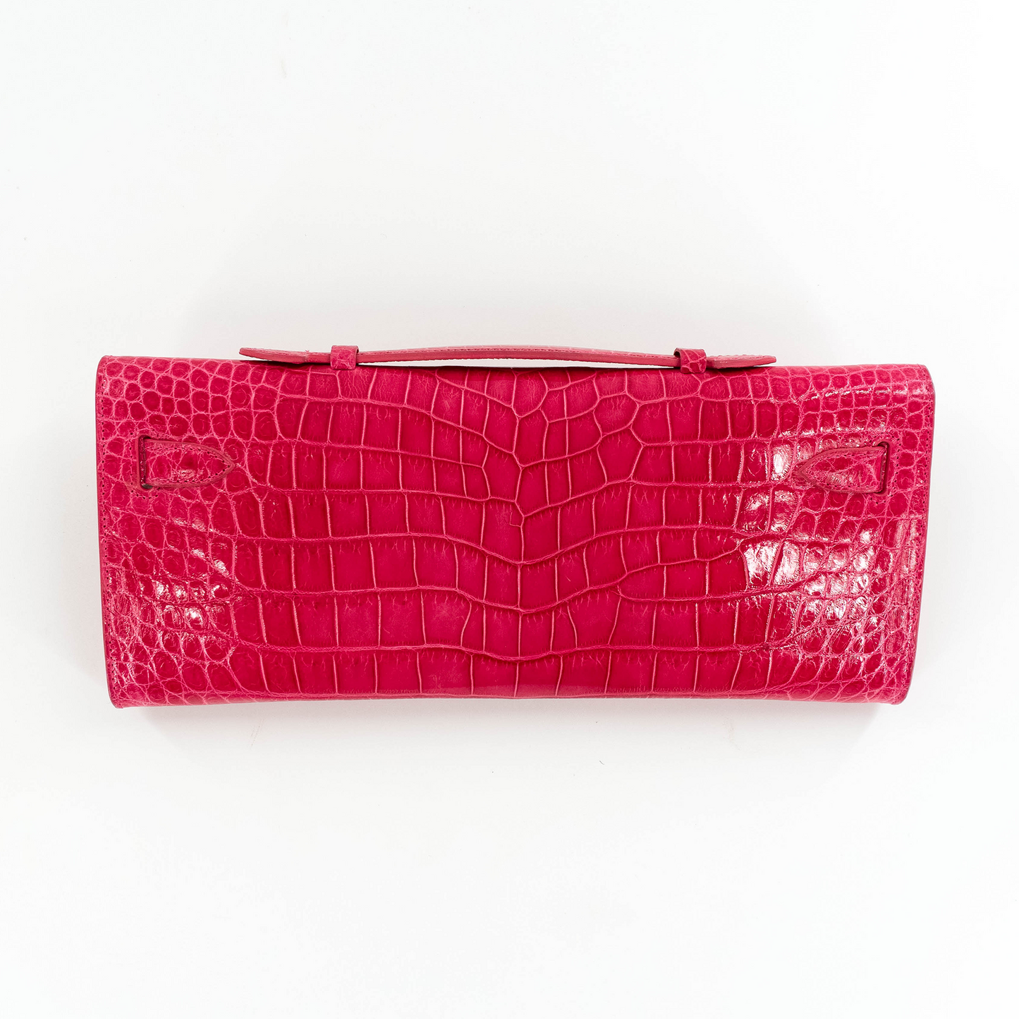 Princess Clutch in Shiny Pink Crocodile Belly Skin