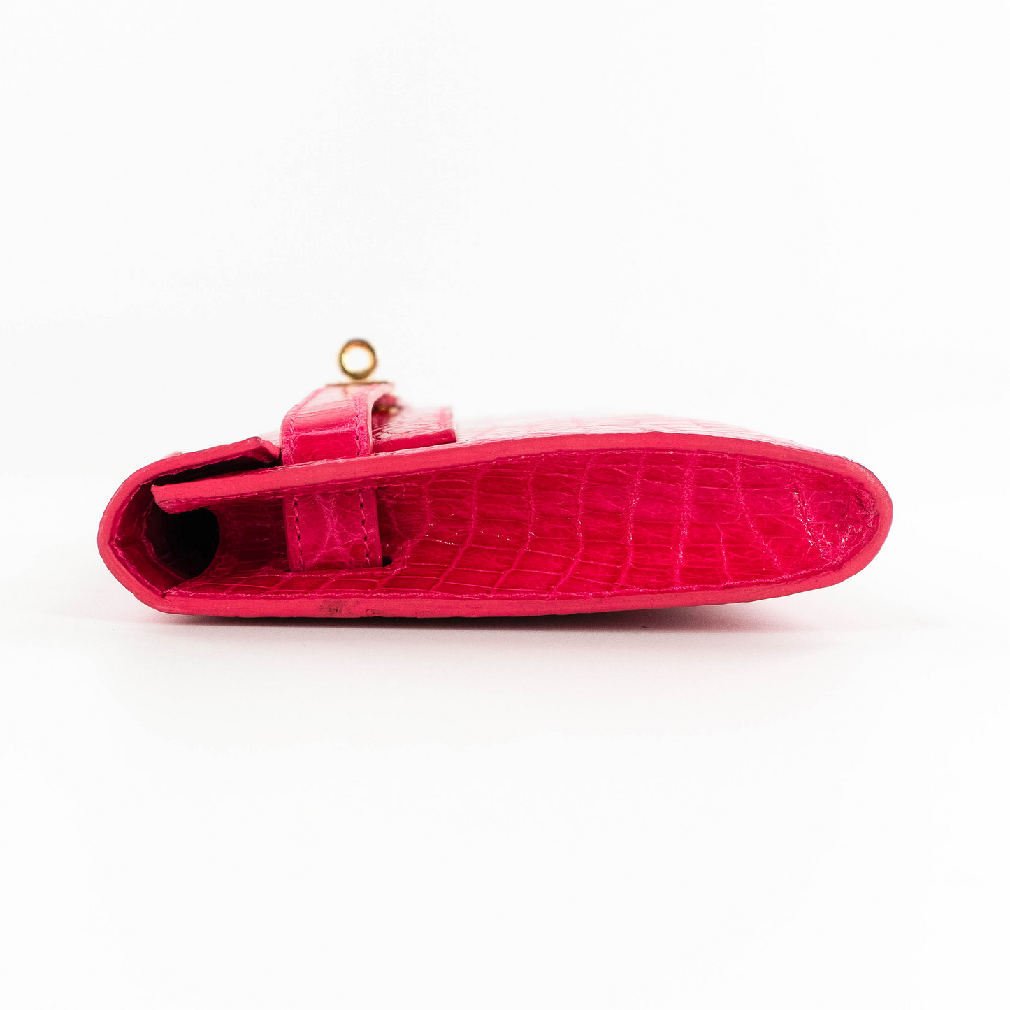 Princess Clutch in Shiny Pink Crocodile Belly Skin