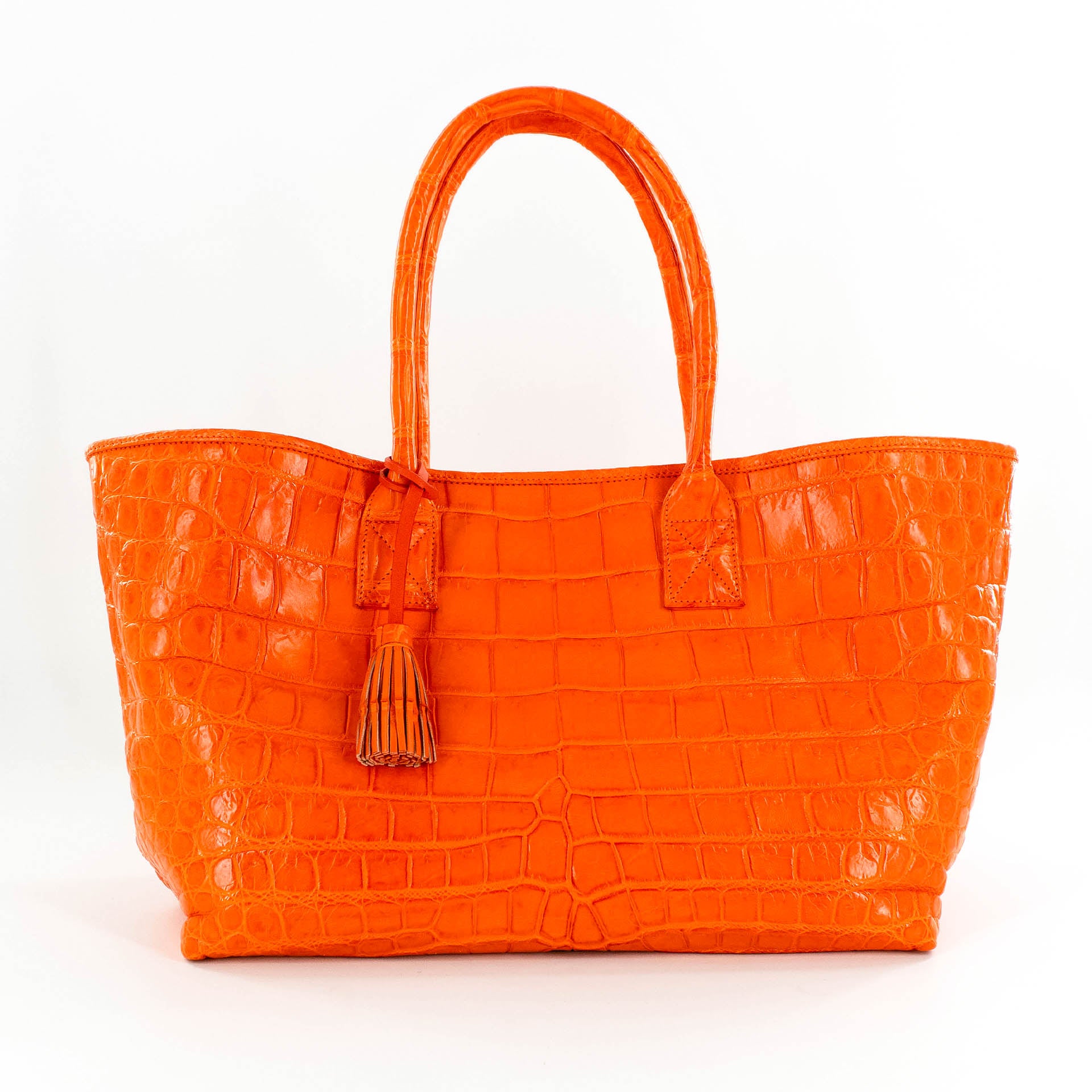 Rolls Royce Tote in Matte Orange Crocodile Belly Skin