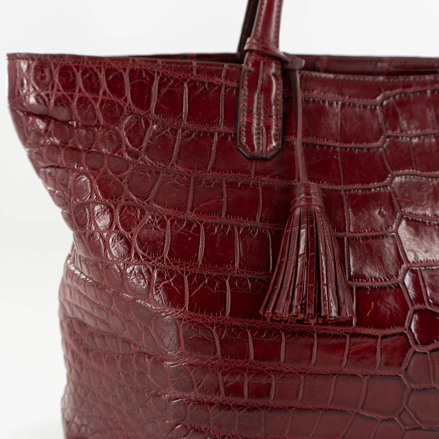 Simple Tote in Matte Burgundy Crocodile Belly Skin