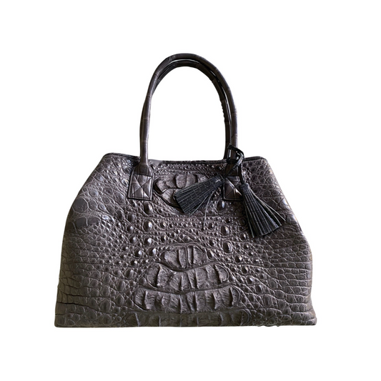 Rolls Royce Tote in Grey Hornback Crocodile Skin