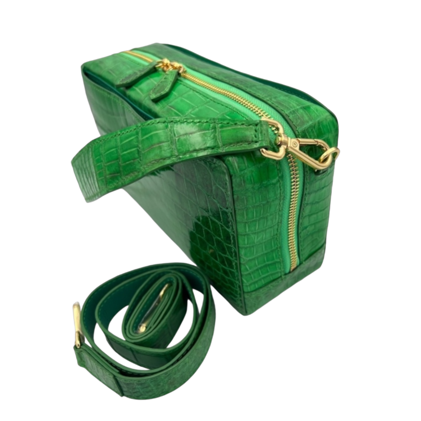 Large Messenger in Two-Tone Green Crocodile Belly Skin