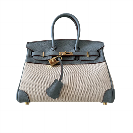 Duchess Handbag in Canvas and Grey Leather