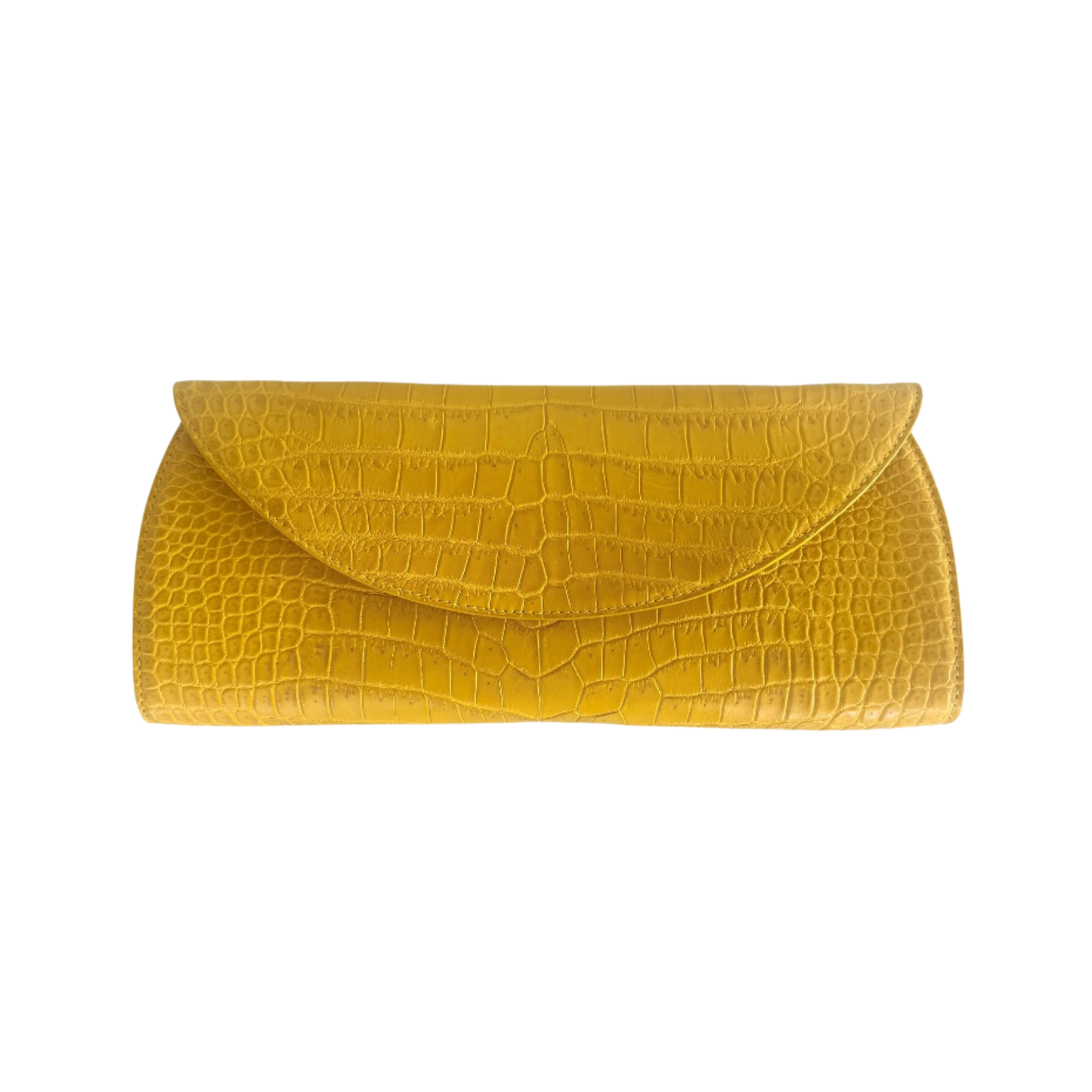 Half Moon Clutch in Shiny Yellow Crocodile Belly Skin