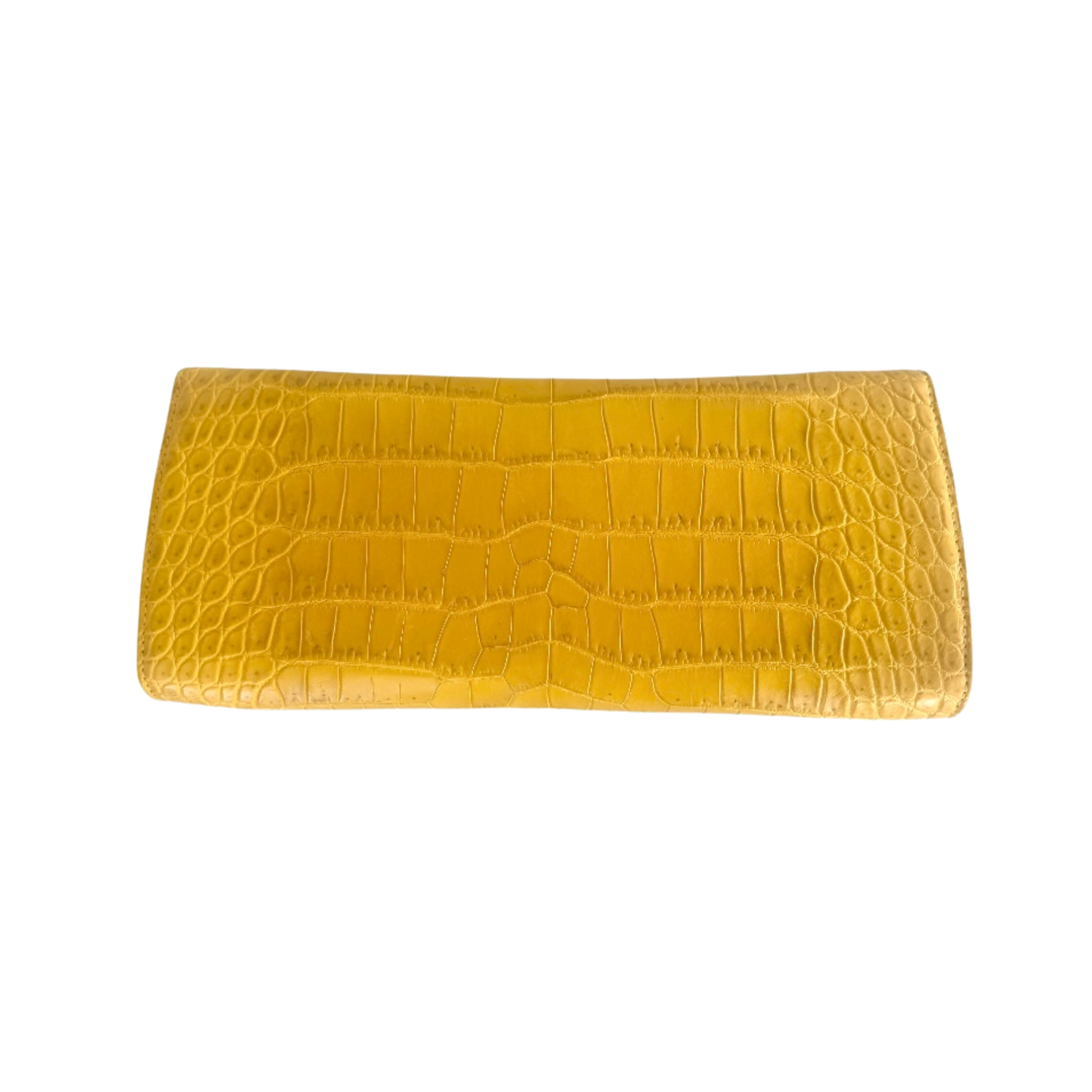 Half Moon Clutch in Shiny Yellow Crocodile Belly Skin