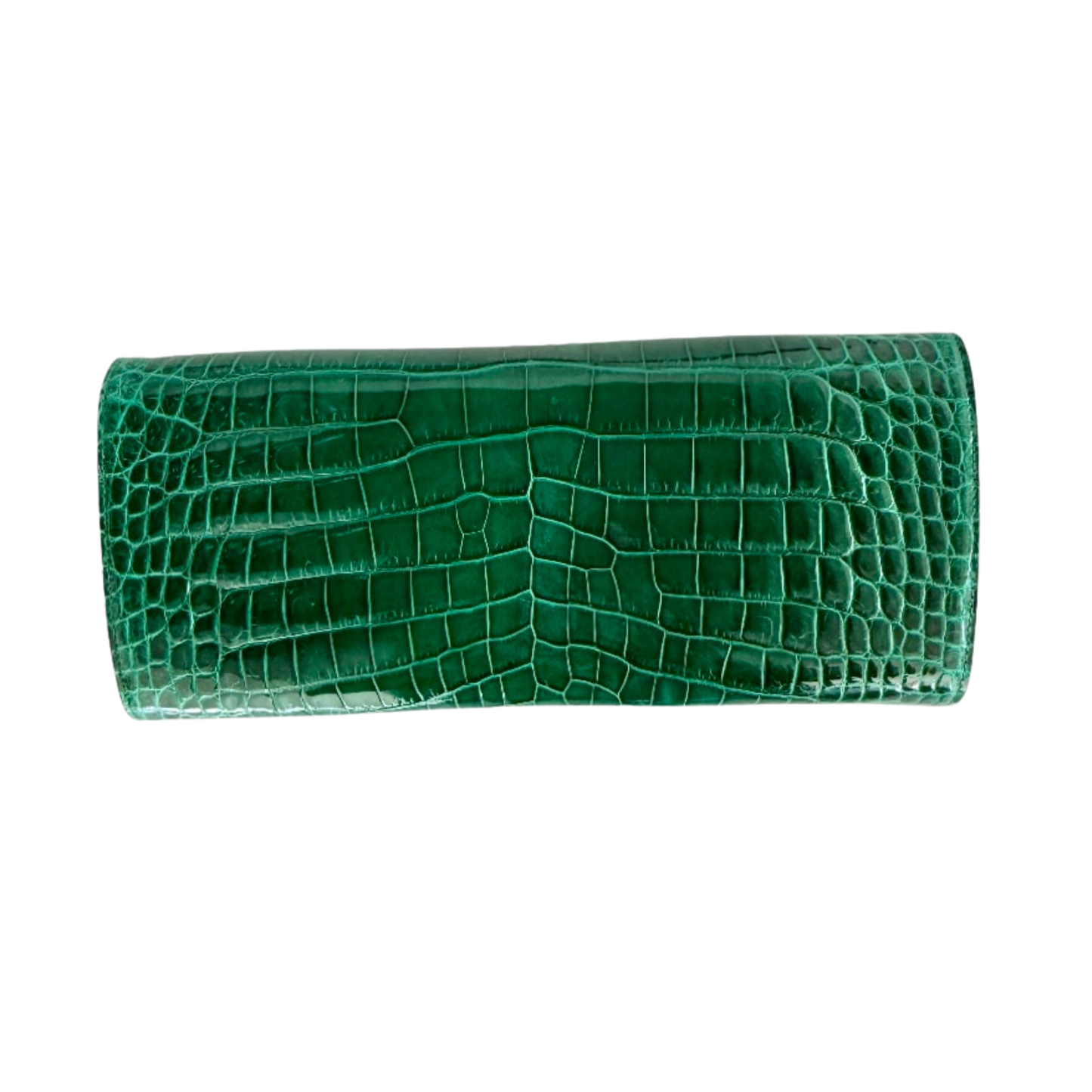 Half Moon Clutch in Shiny Emerald Crocodile Belly Skin