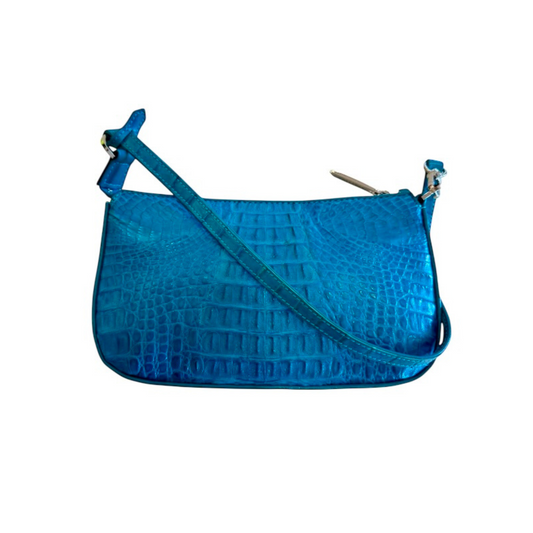 Messenger in Turquoise Matte Crocodile Belly Skin