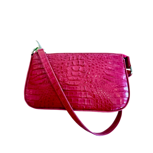 Messenger in Fuchsia Matte Crocodile Belly Skin