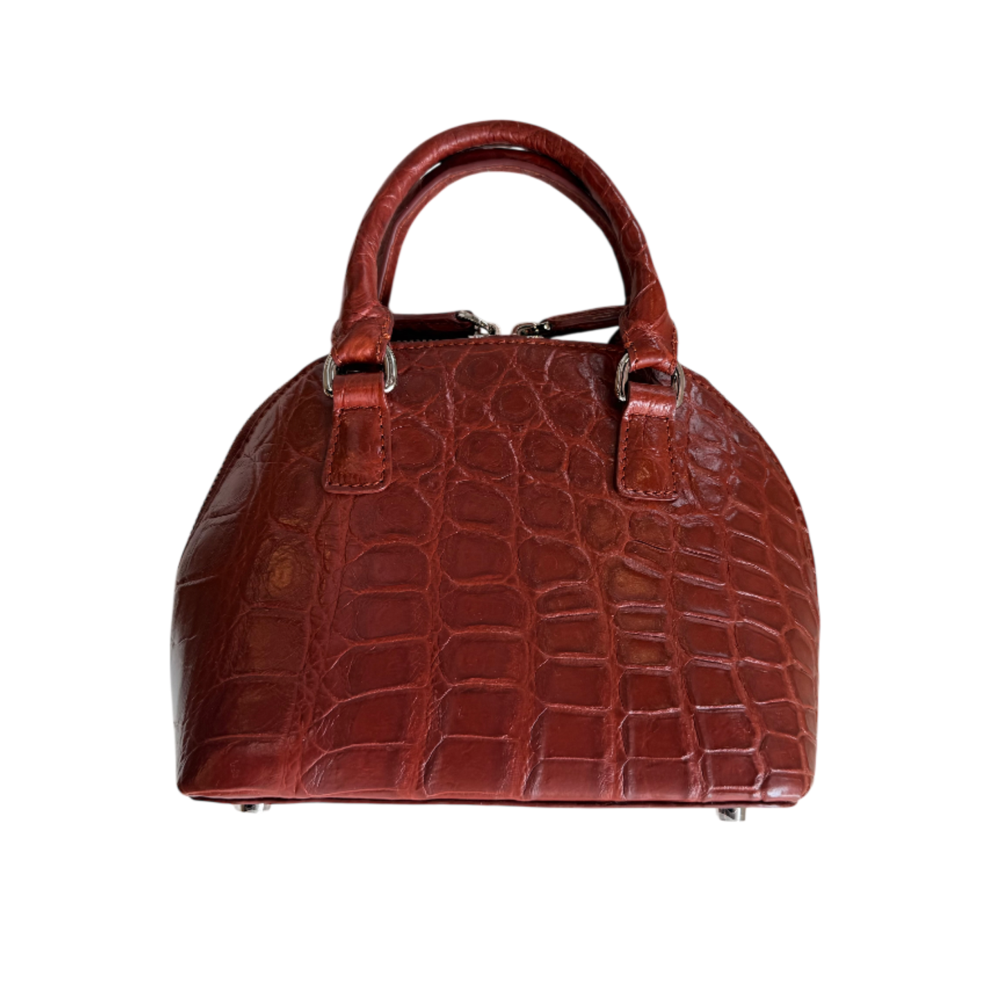 Mini Two Handle Handbag in Matte Crocodile Belly Skin