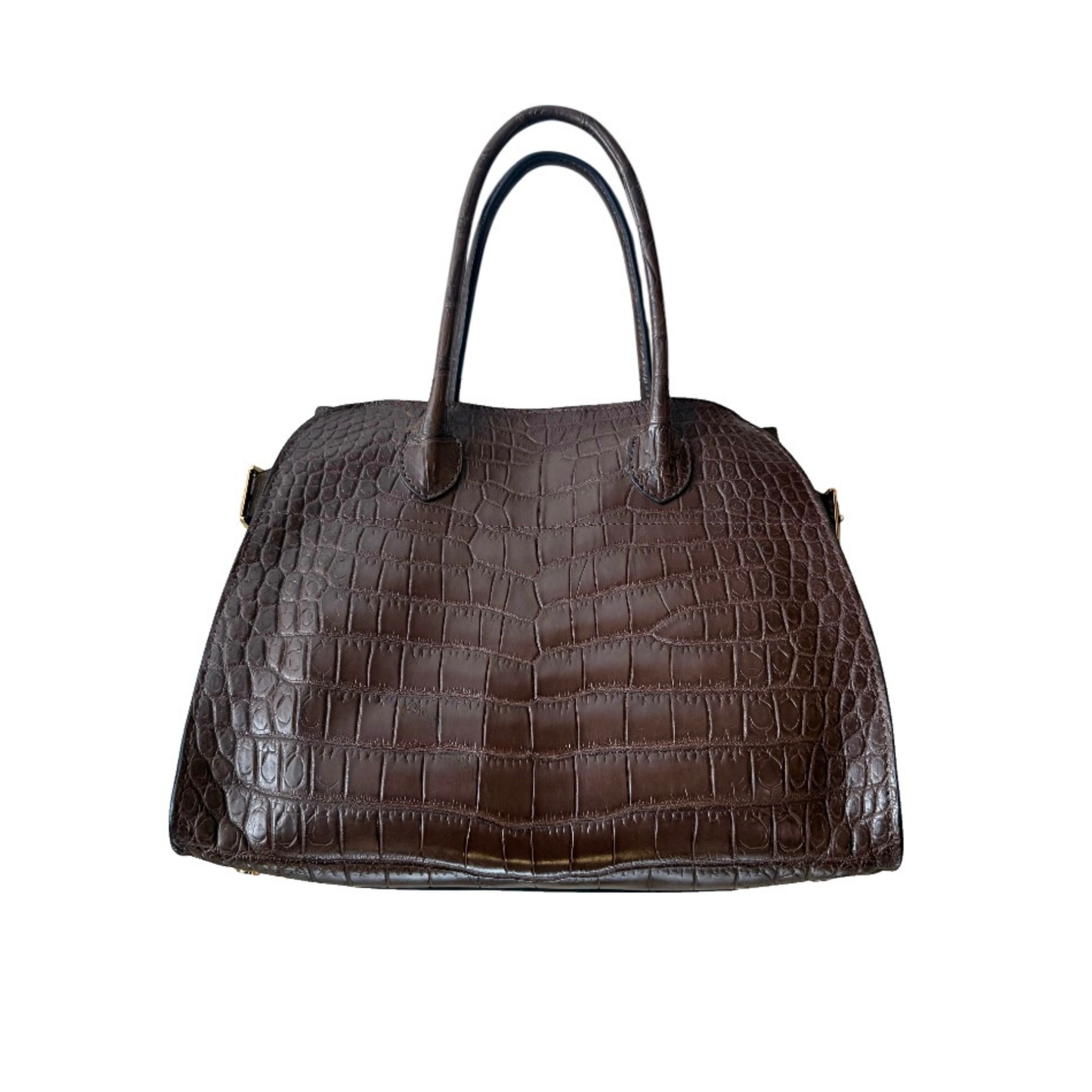 Rowena Chocolate Brown Crocodile Belly Skin Handbag