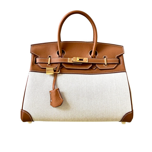 Duchess Handbag in Canvas and Cognac Leather
